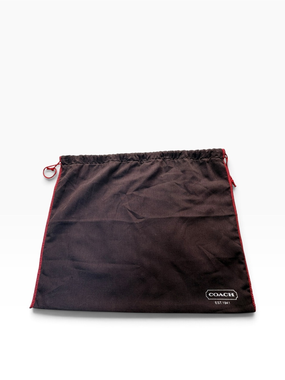 Coach Drawstring Dust Bag Brown Red Trim 16” x 13” Storage Cover